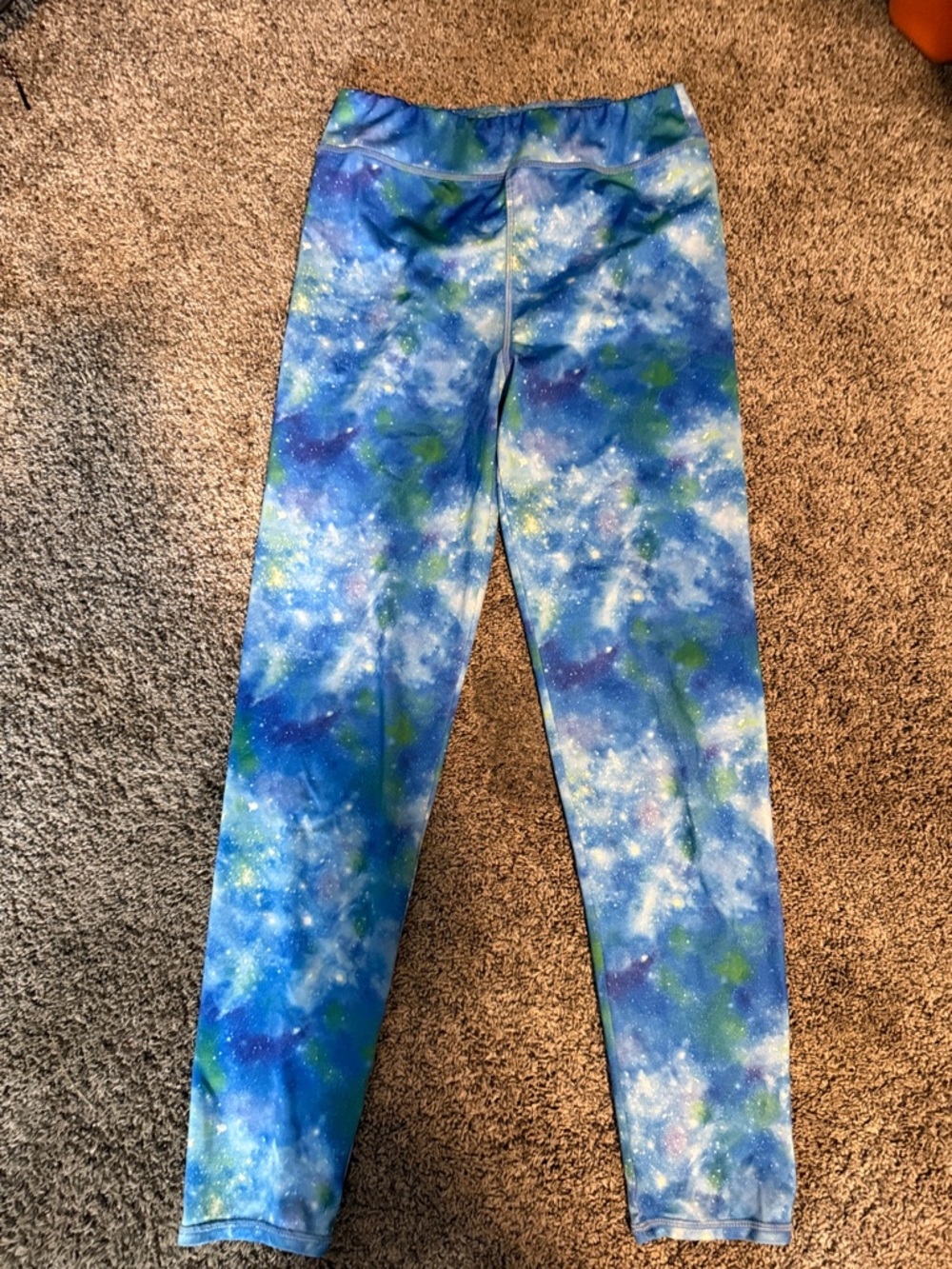More Than Magic Blue and Green Galaxy Tie-Dye Kids Leggings
